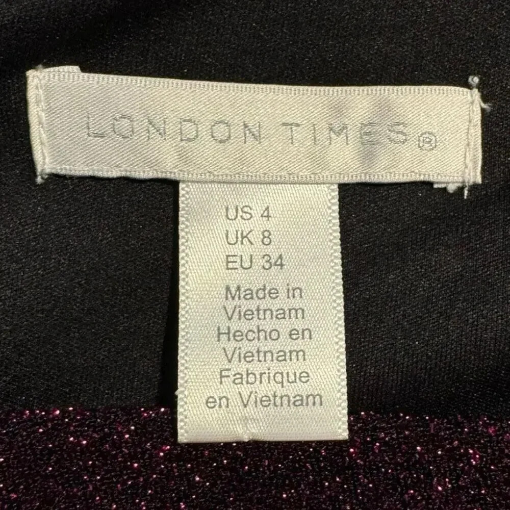NEW London Times For Maggy London Dovana Magenta Sparkle Lurex Dress Size 4 NWT - Picture 4 of 8